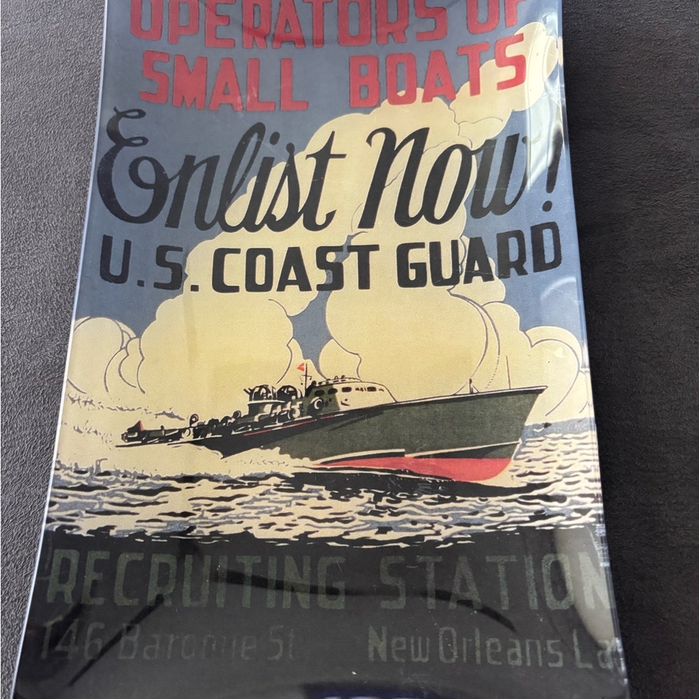 Accent Dish with Vintage U.S. Coast Guard Enlistment Poster